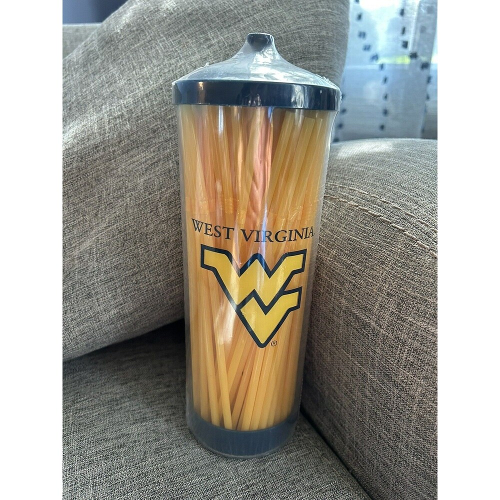 West Virginia University WVU Straw Container Dispenser New